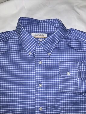Men’s Blue Checked Button-Down Shirt